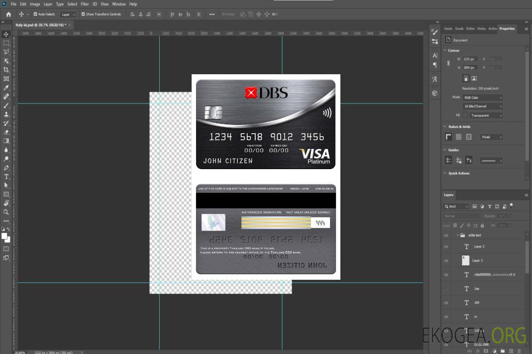 Carte visa platine de la banque DBS de Thaïlande template